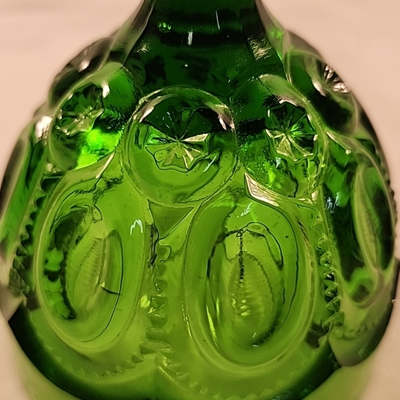 Vintage LE SMITH Green Glass Bell MOON AND STARS Pattern Excellent Condition - Picture 11 of 11